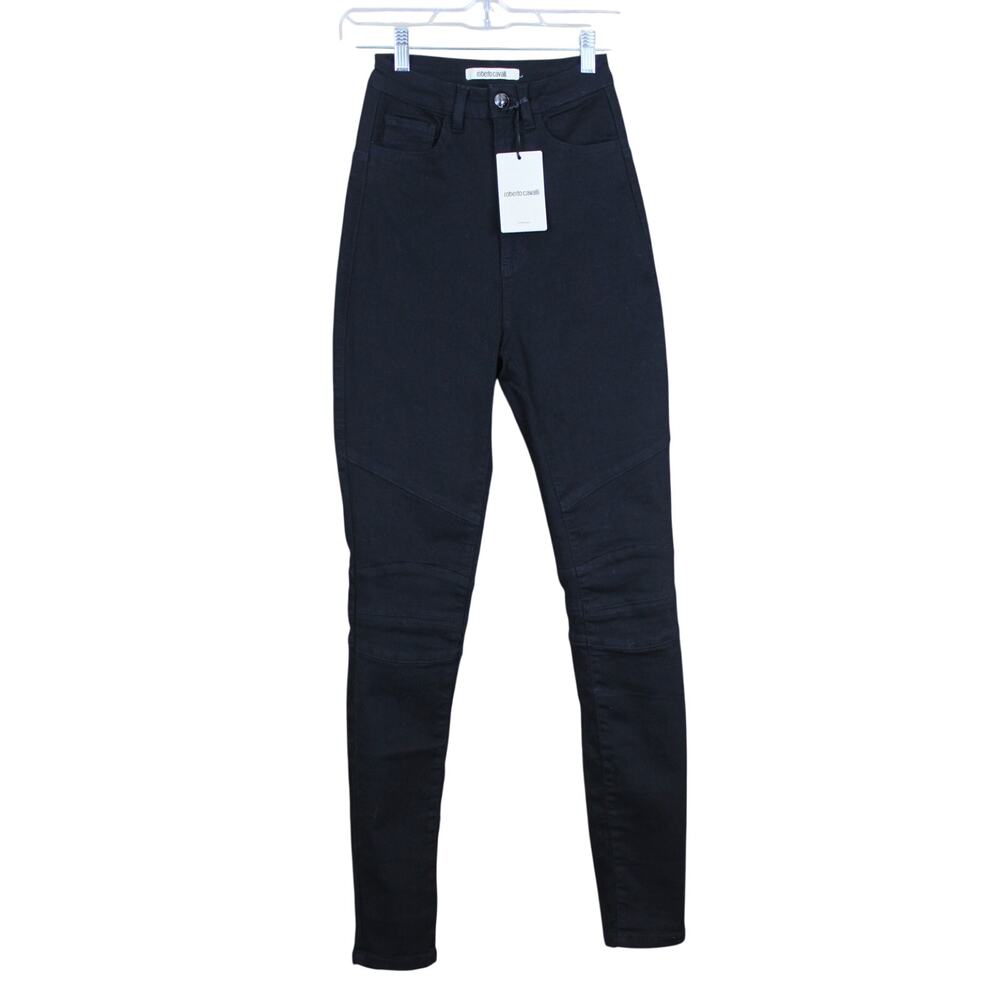 NWT Roberto Cavalli Black 3 Pocket Slim Fit High Rise Skinny Jeans Pants Size S